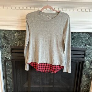 J. Crew Flannel woven-hem sweater XS